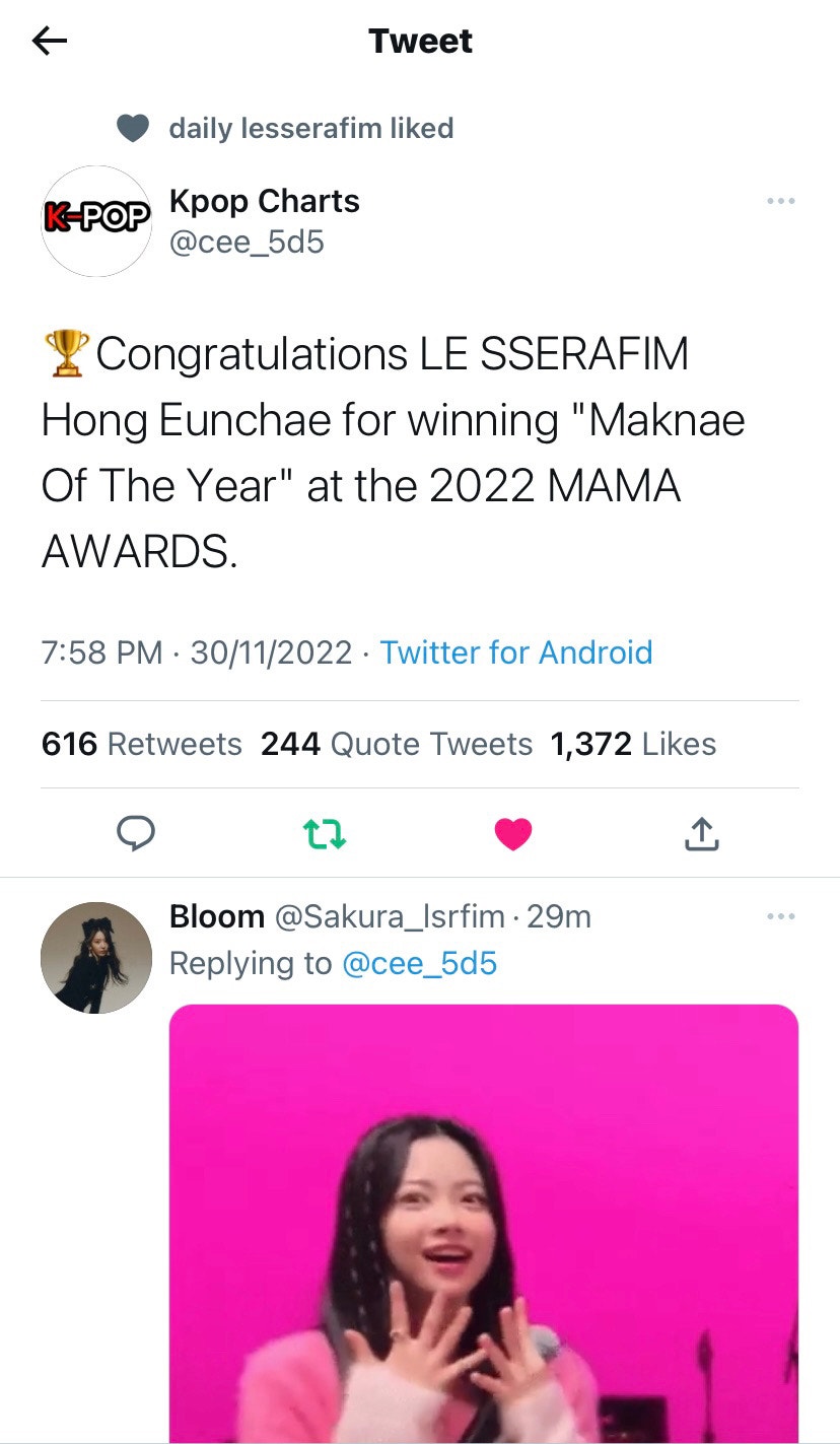 LE SSERAFIM Community Posts - CONGRATS MANCHAE #to_eunchae
