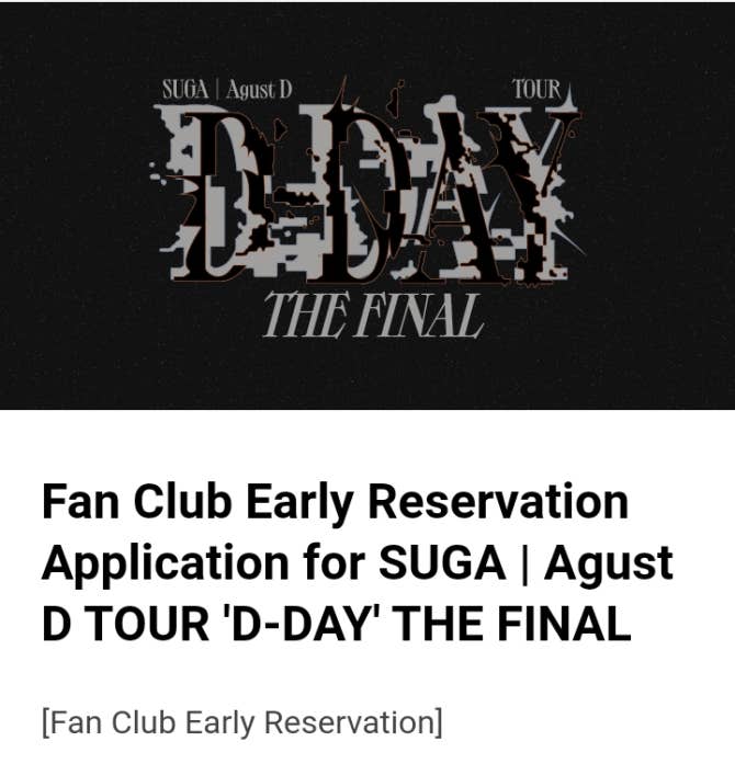 BTS Community Posts SUGA Agust D TOUR [DDAY] THE FINAL