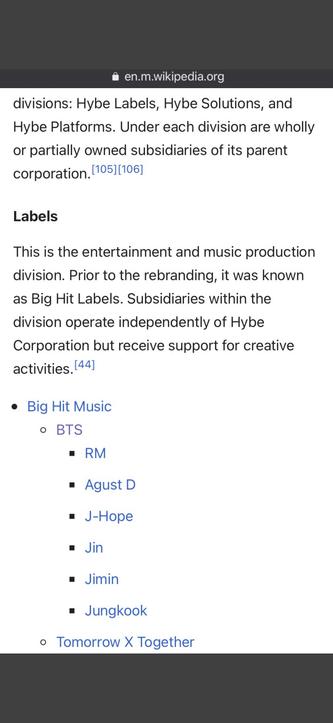 BTS Community Post - bighit official website and Wikipedia showing all ...