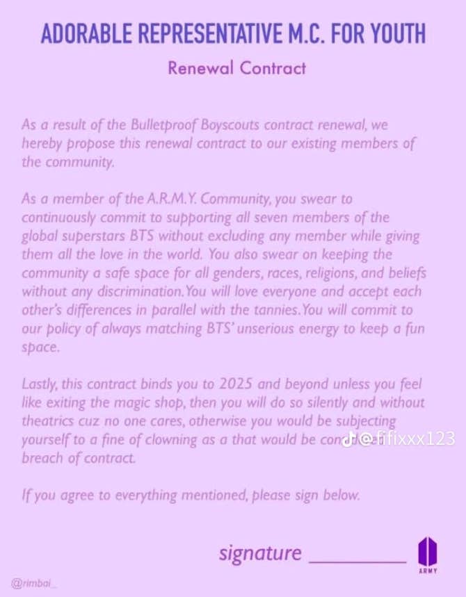 BTS Community Post - On the occasion of renewing BTS’s contract after ...