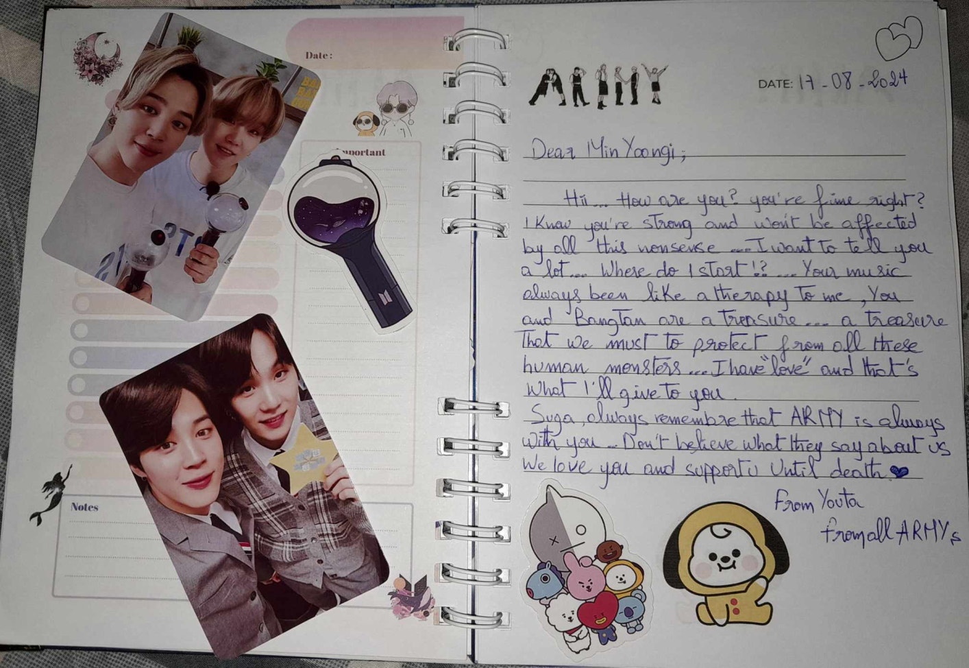 BTS Community Post - #Thousand_letters_for_Yoongi As Jimin said.. I ...