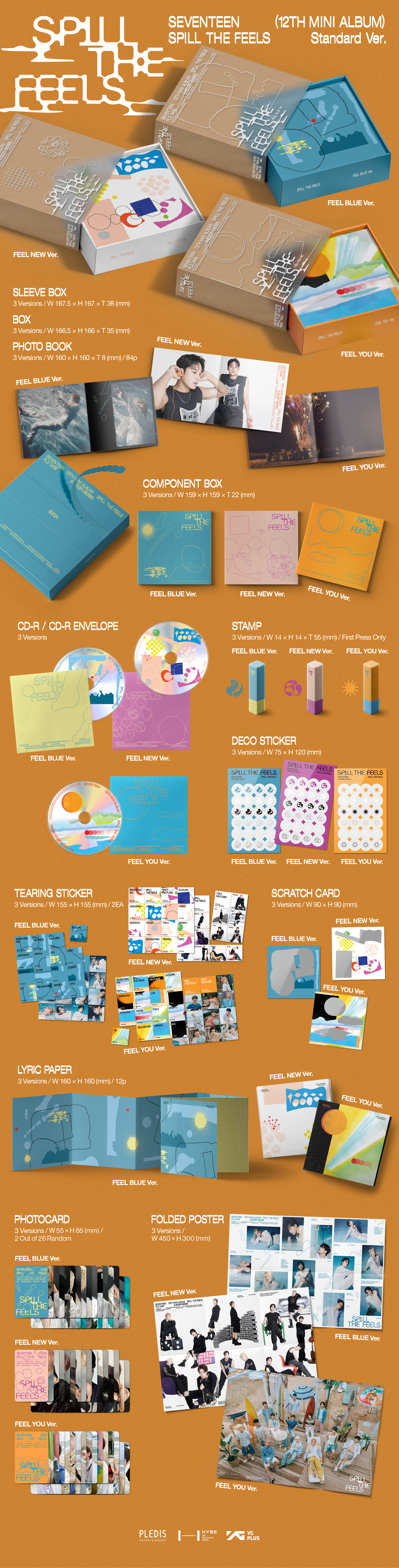 【●】SEVENTEEN SPILL THE FEELS PopKshop SEVENTEEN - 12TH MINI ALBUM [SPILL THE FEELS] (3 VERSIONS)