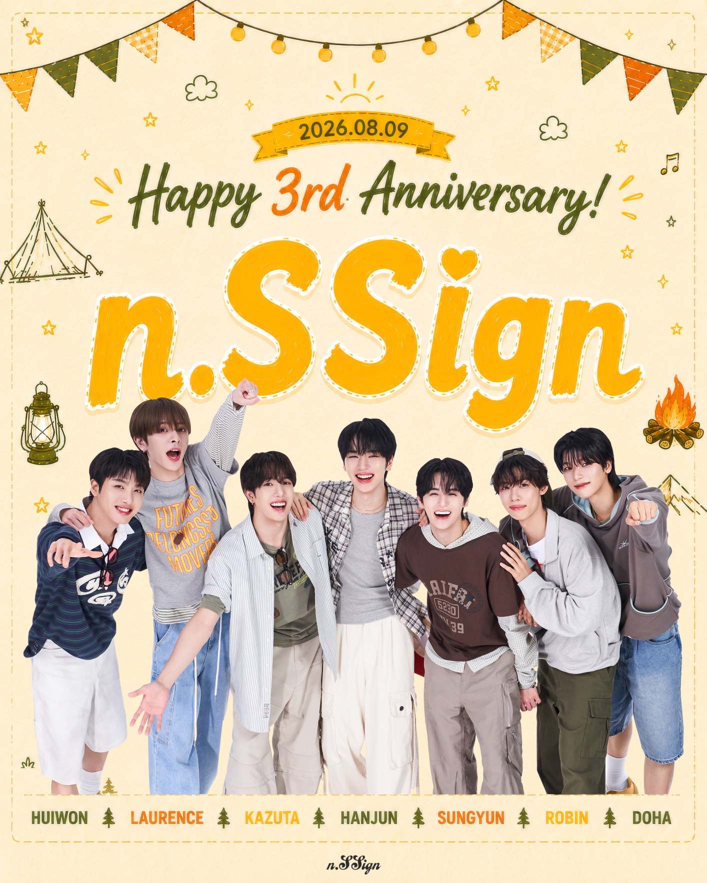 n.SSign メンバー 直筆サイン入 フォト/ブロマイド サイン入りhappy n