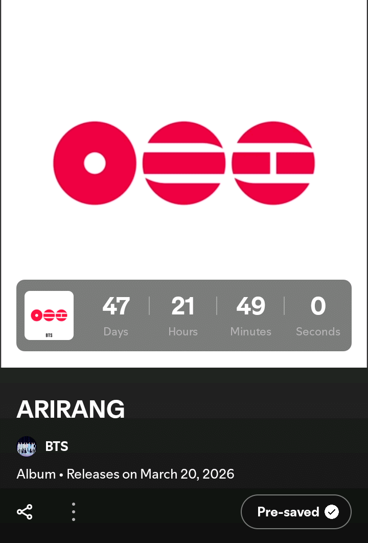 BTS Community Post - “47 days. One name. BTS. 💜⏳” • “ARIRANG era ...